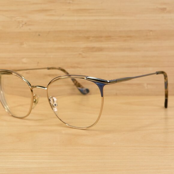 Etnia Barcelona Glasses Frame Vesoul 2GDBL, Light Cat Eye Gold Blue, Spain - Picture 2 of 12